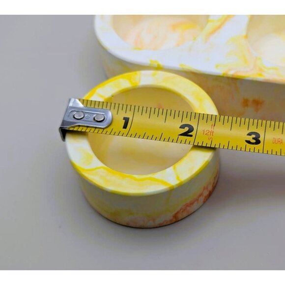 Handmade Eco Resin Tealight Candle Holder Set Marbled Yellow & Orange - Picture 6 of 8